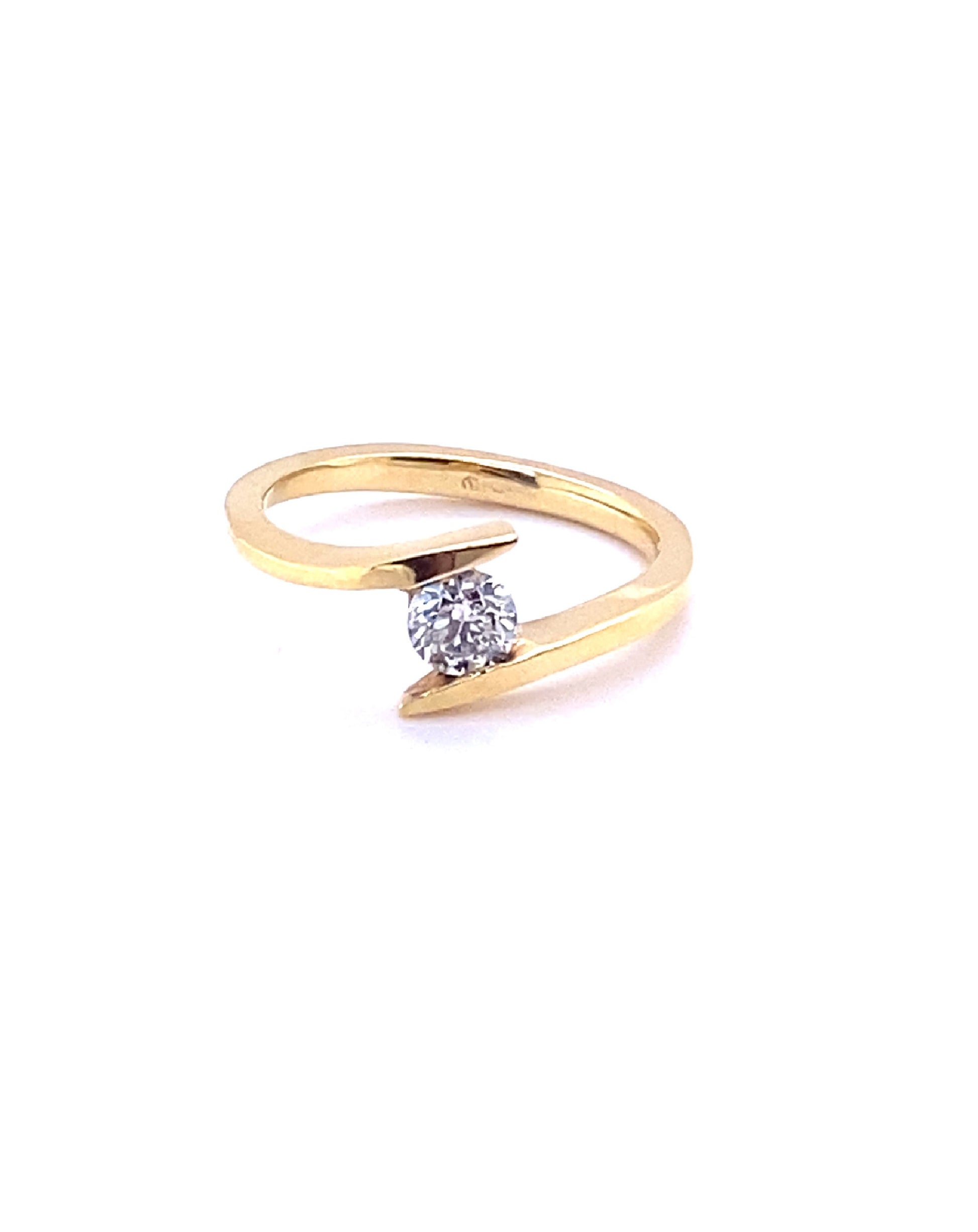 Diamonds Yellow Gold Criss Cross Diamond Engagement Ring, 0.45 CT Rings