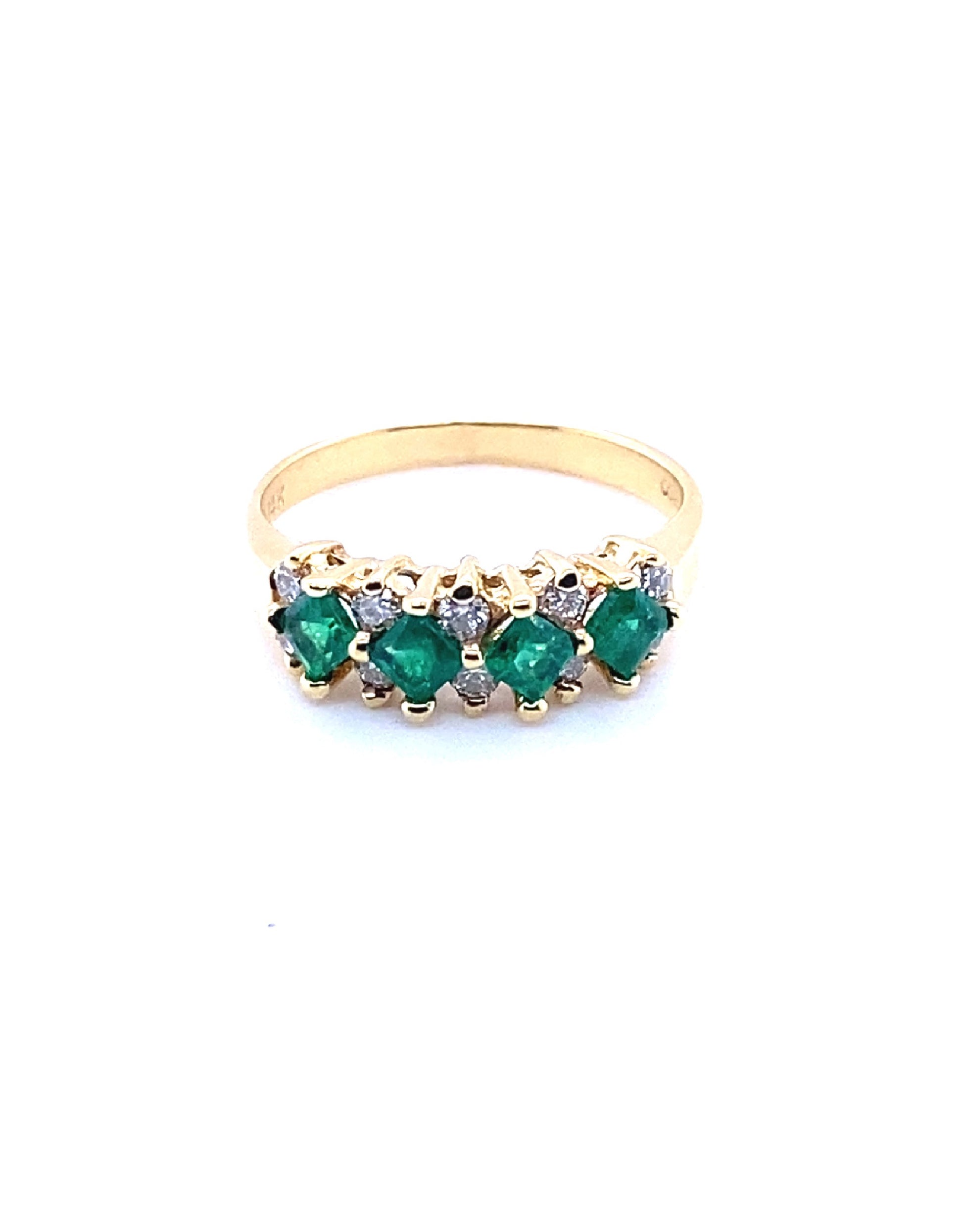 Diamonds Princess Cut Emerald Diamond Ring, 0.60 CT E+ 0.36 CT Rings