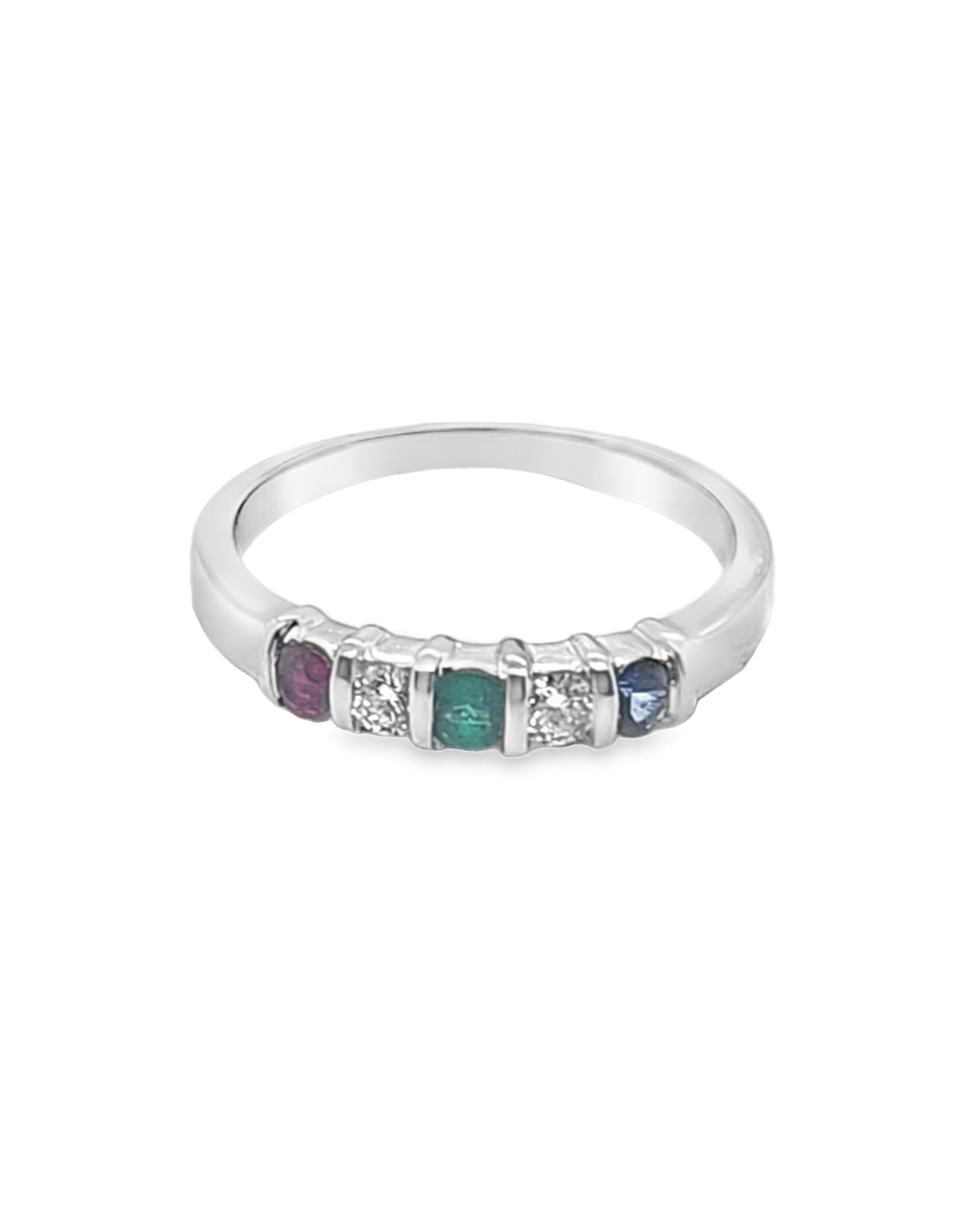 Channel setting Diamond Ring, Semi-Precious 0.33Ct + 0.12 Ct