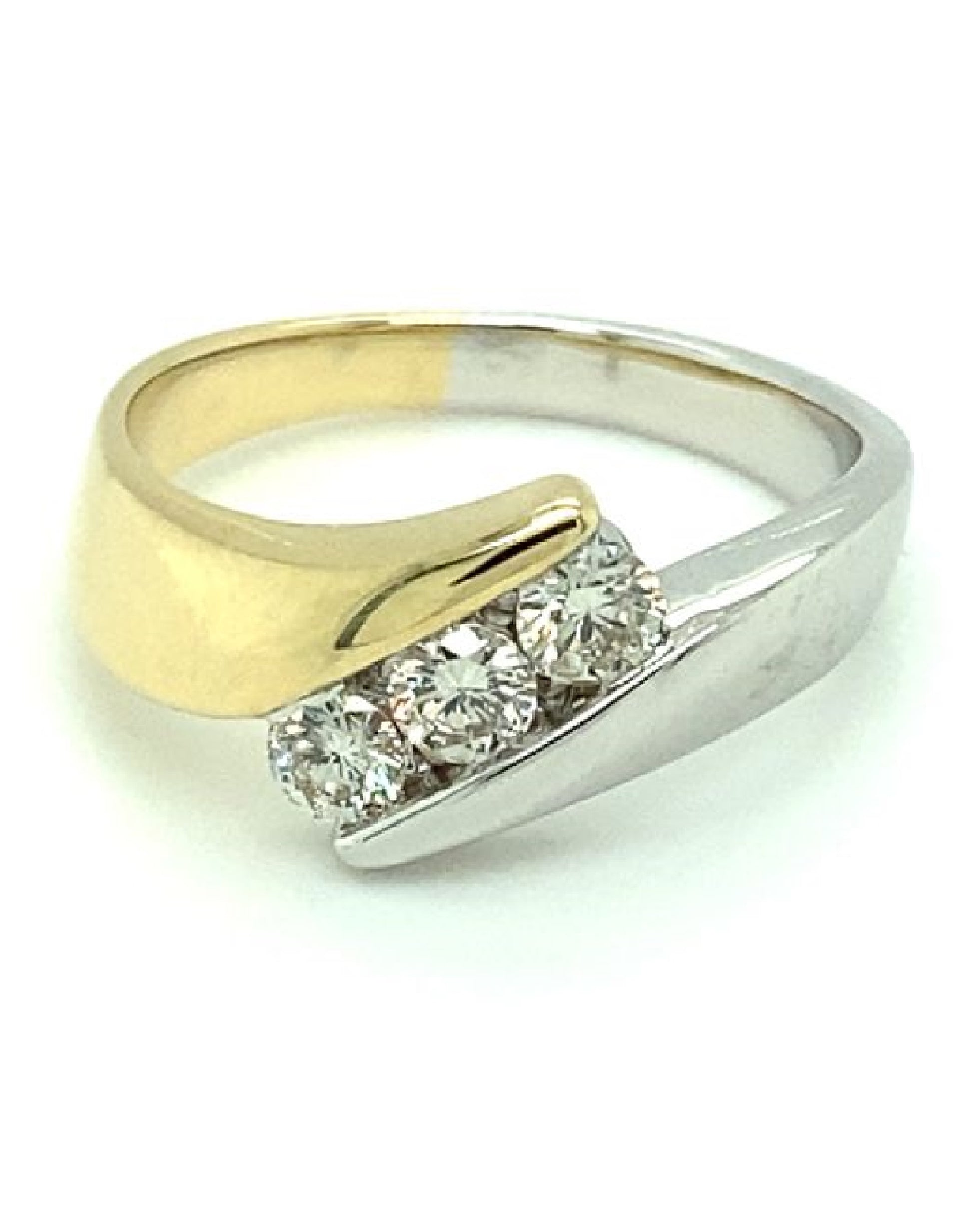 Diamonds Two-Tone Gold Diagonal Diamond Ring, 0.45 CT Rings