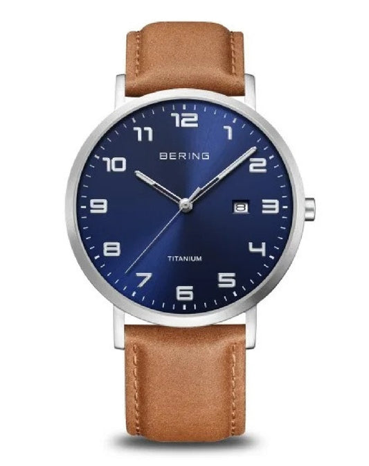 Bering 18640-567 Bering Blue Dial 40 mm Leather Bracelet Watch