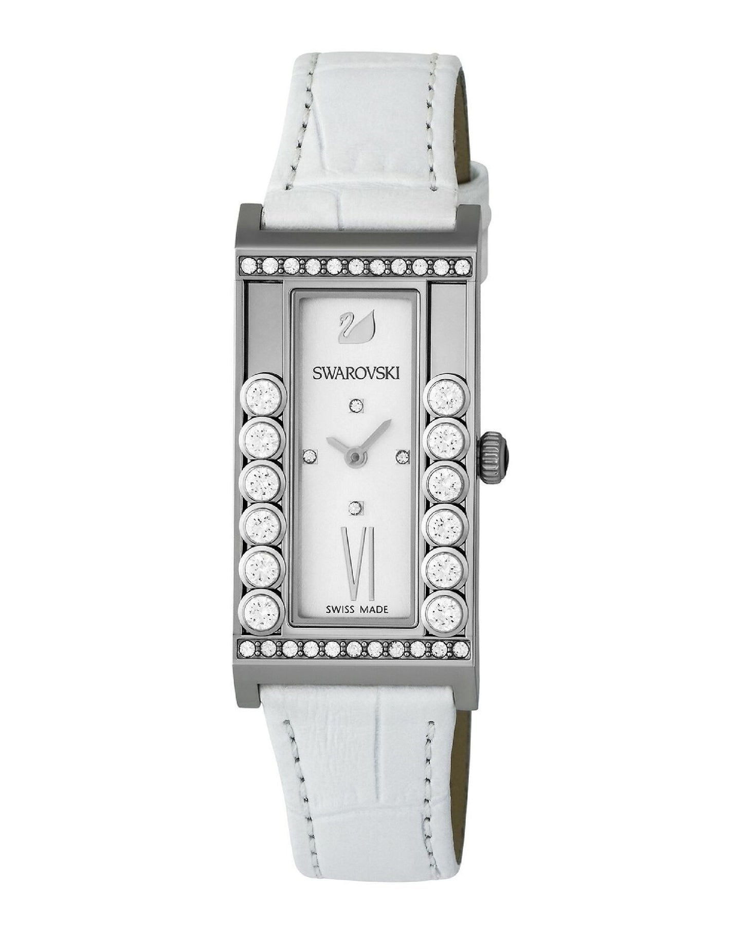 Swarovski Swarovski LOVELY Crystals Square White Leather Strap Watch Watch