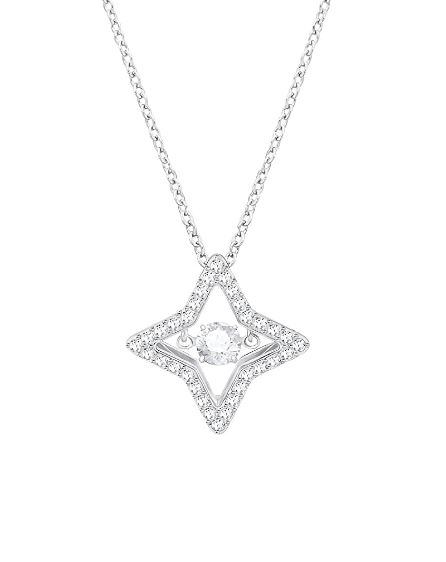 Swarovski Swarovski Sparkling Dance STAR White Rhodium Plated Pendant Necklaces