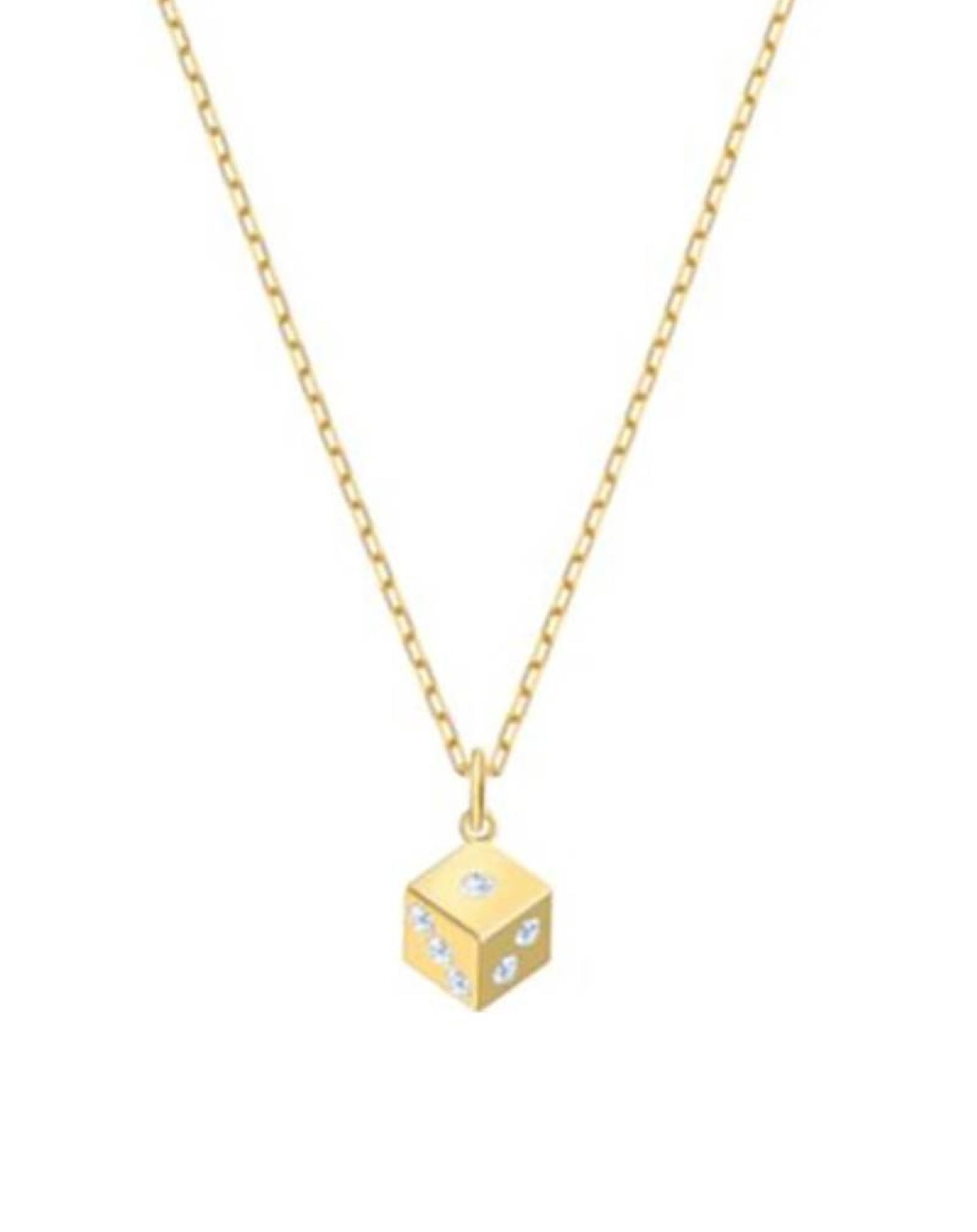 Swarovski 5523560 Swarovski Pendant DICE Yellow Gold Tone Necklace Necklaces