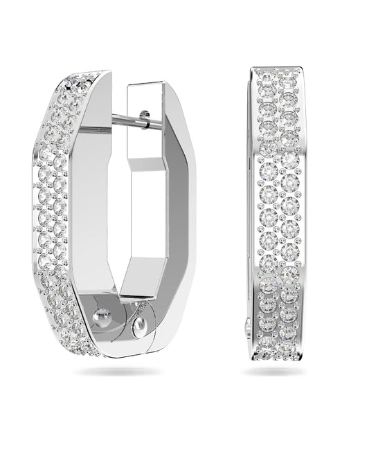 Swarovski Swarovski DEXTERA Rhodium Plated White Tone Hoop Earrings Earrings