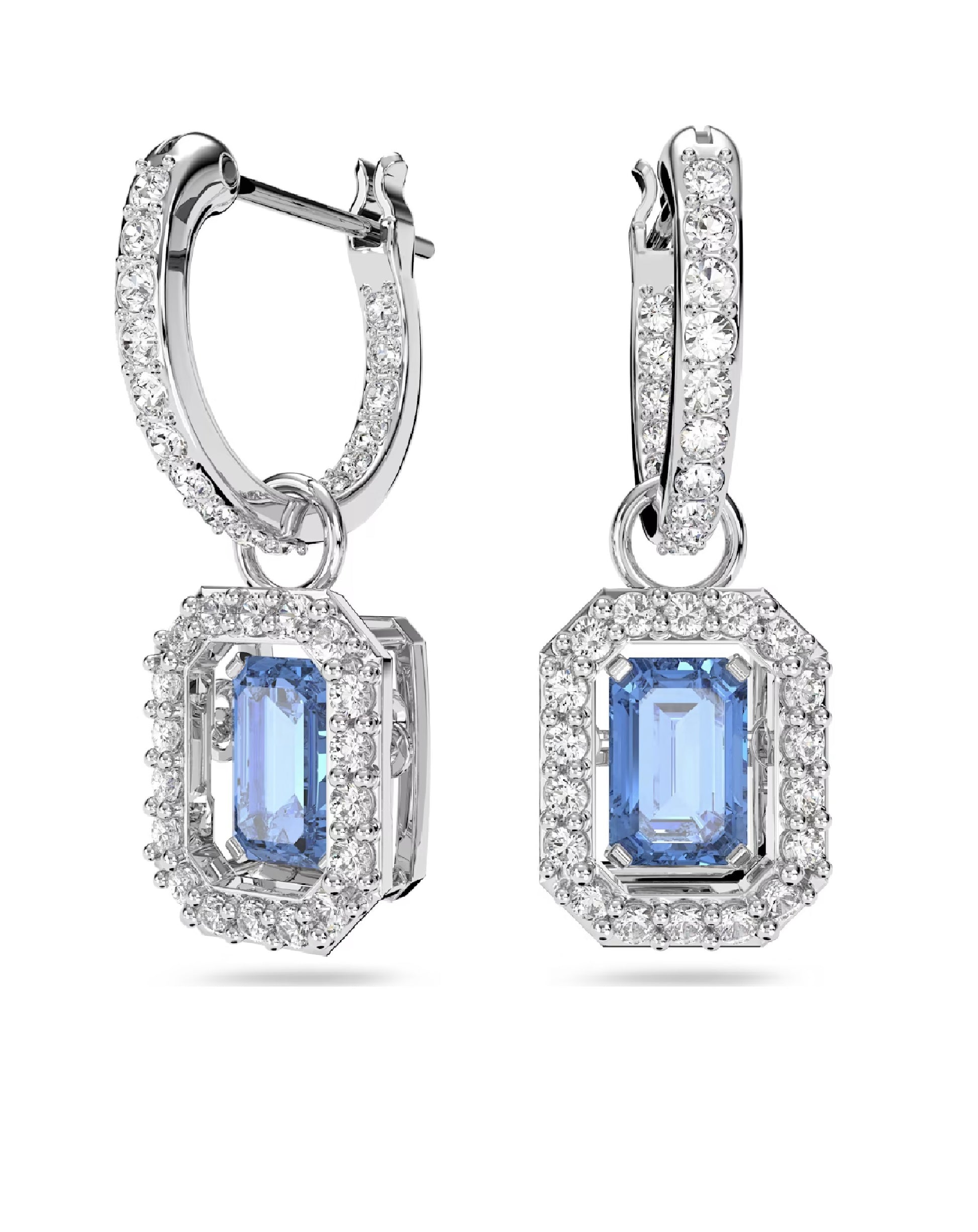Swarovski 5619500 Swarovski BLUE Stone Millenia Earrings Rhodium Plated Octagon Earrings