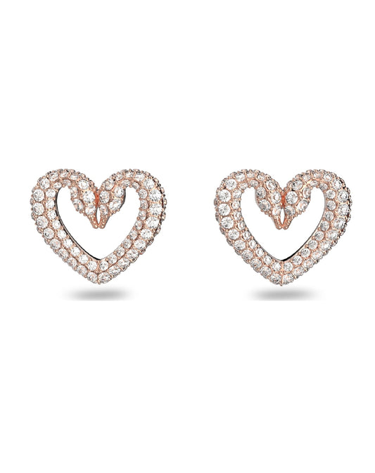 Swarovski 5628659 Swarovski HEART Swan MEDIUM Earrings Rose Gold Tone Earrings