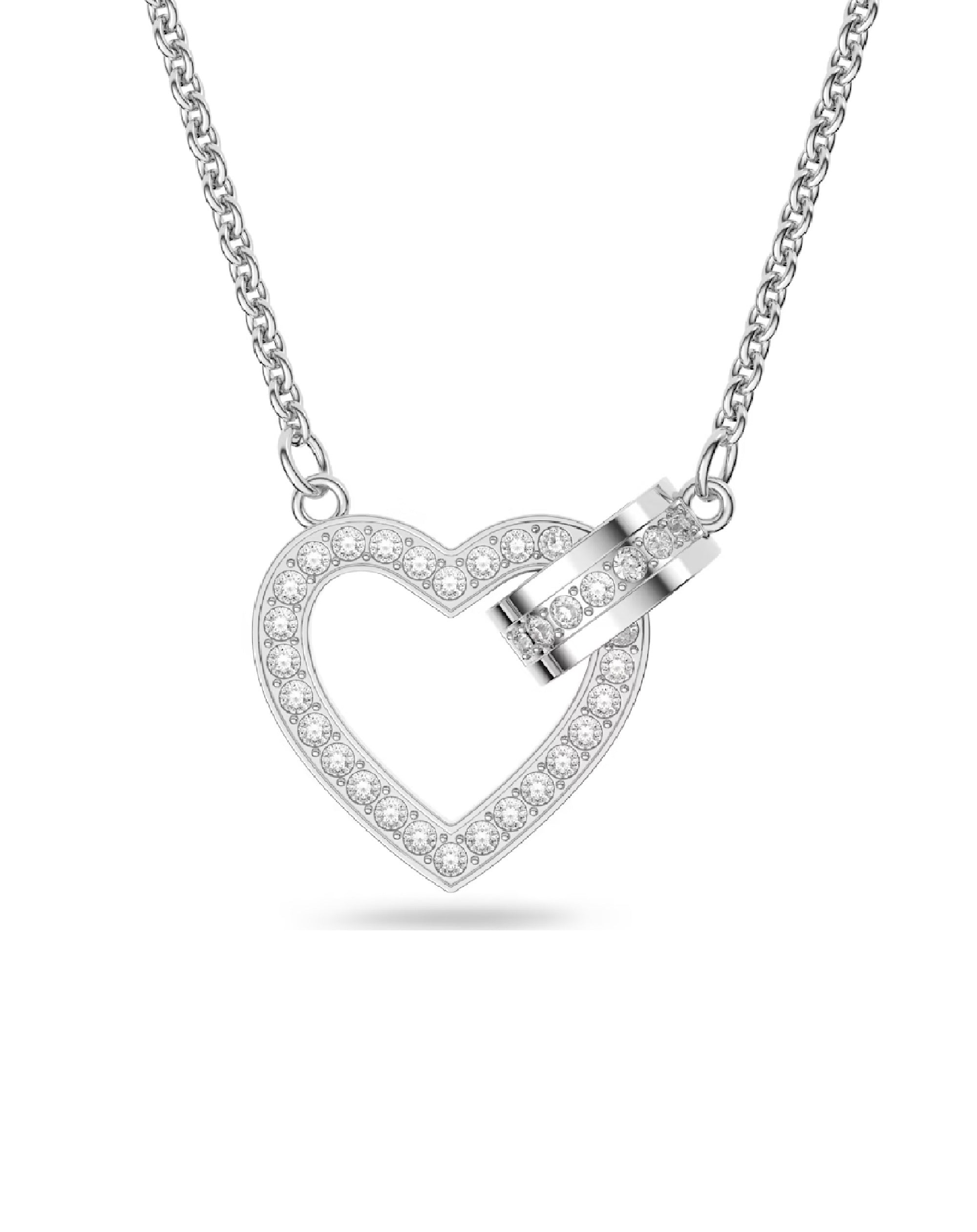 SWAROVSKI LOVELY HEART NECKLACE RHODIUM PLATED SILVER TONE 5636444