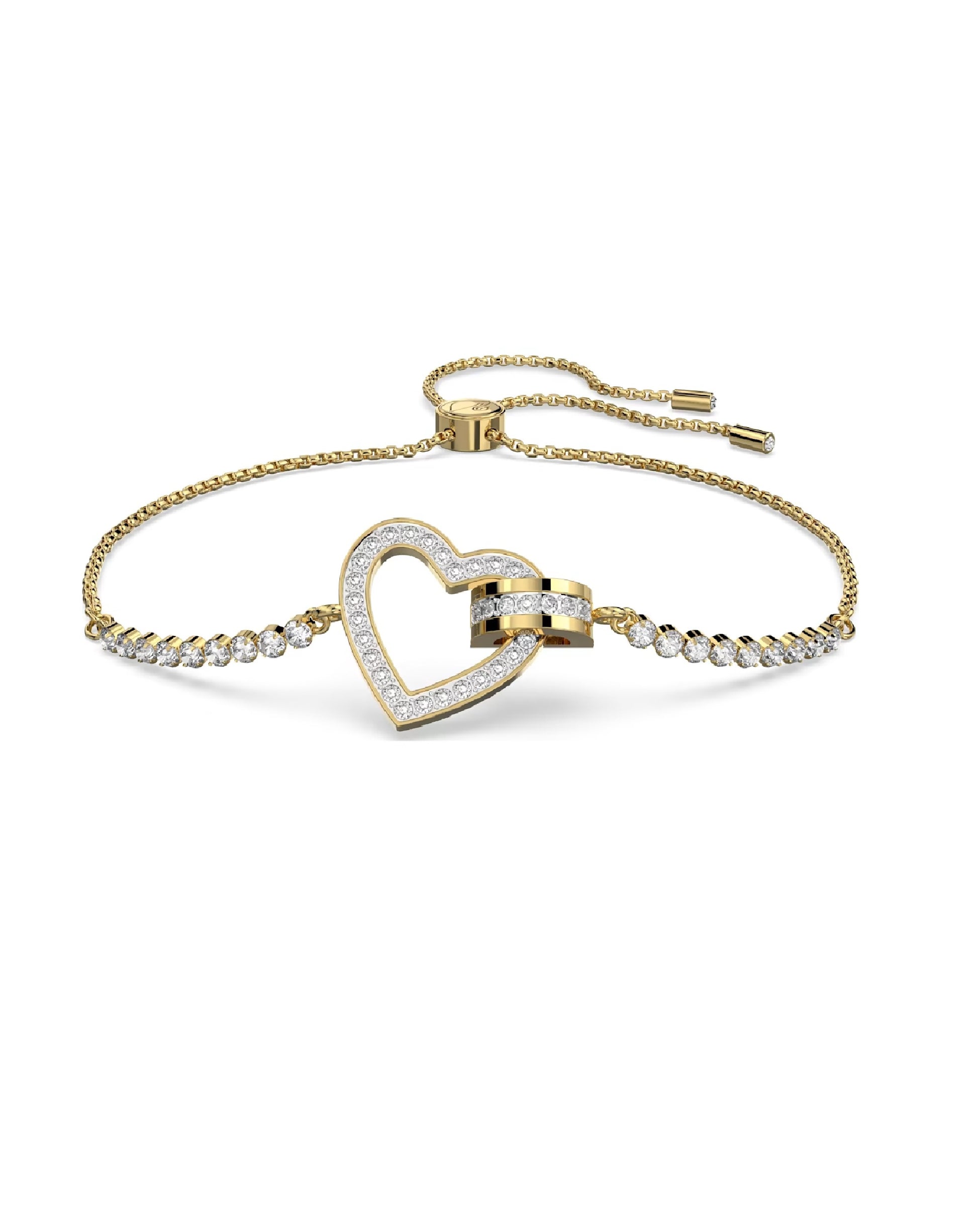Swarovski 5636964 Swarovski LOVELY Heart Bracelet, Yellow Gold Tone Plated Bracelets
