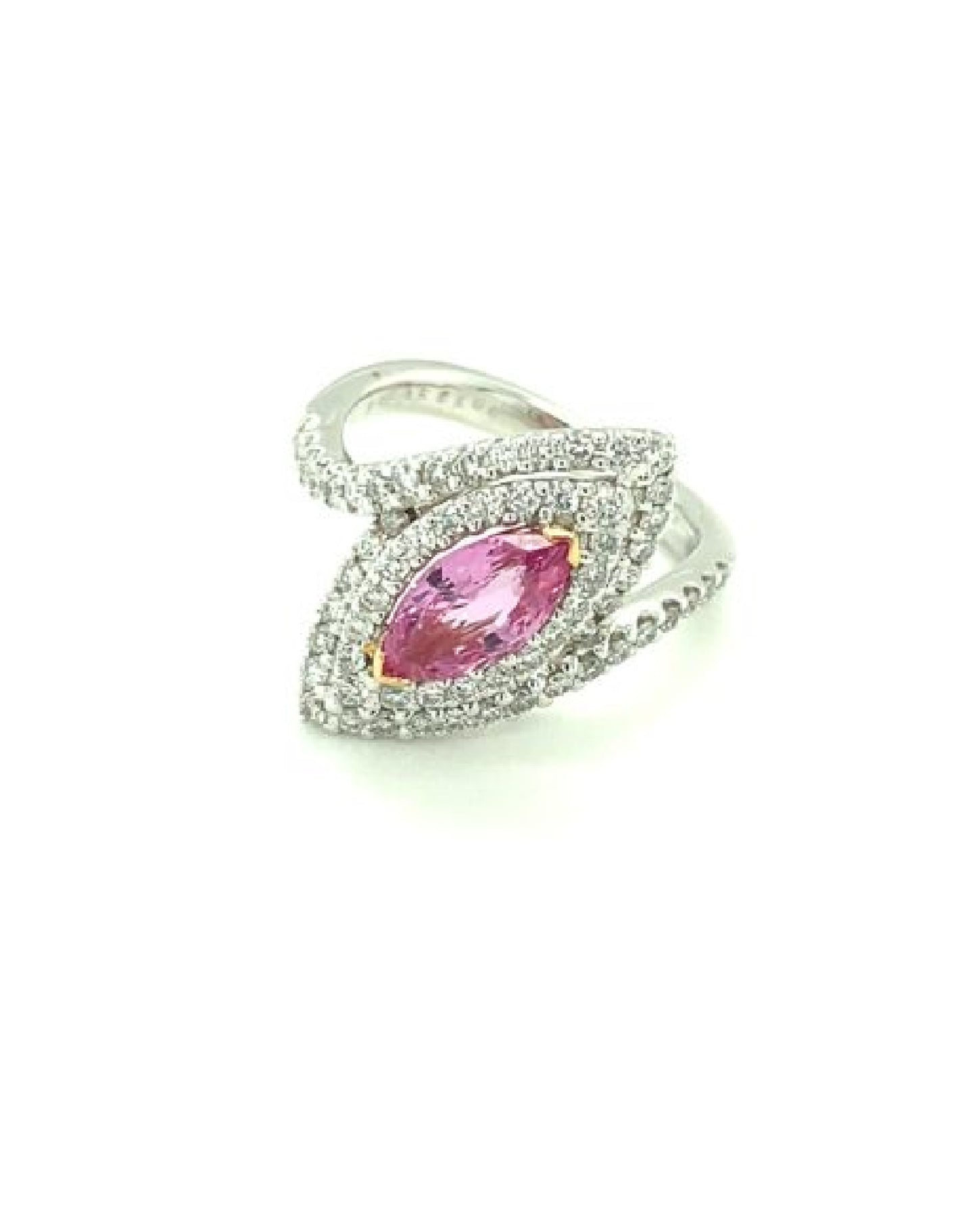 Diamonds 18 Kt White Gold Pink Sapphire Diamond Ring Rings