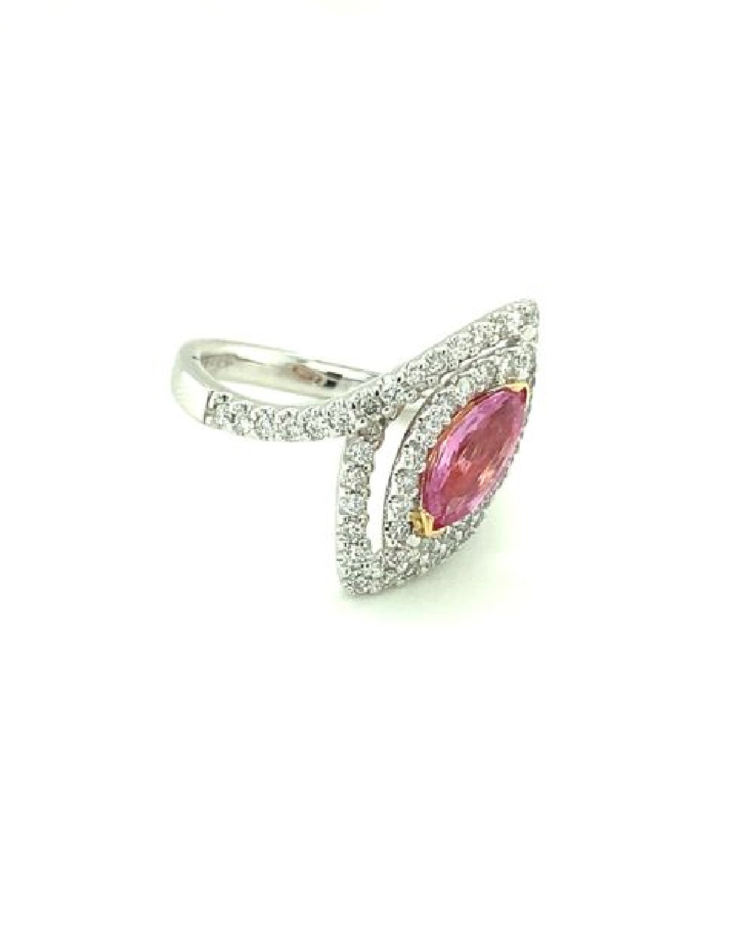 Diamonds 18 Kt White Gold Pink Sapphire Diamond Ring Rings