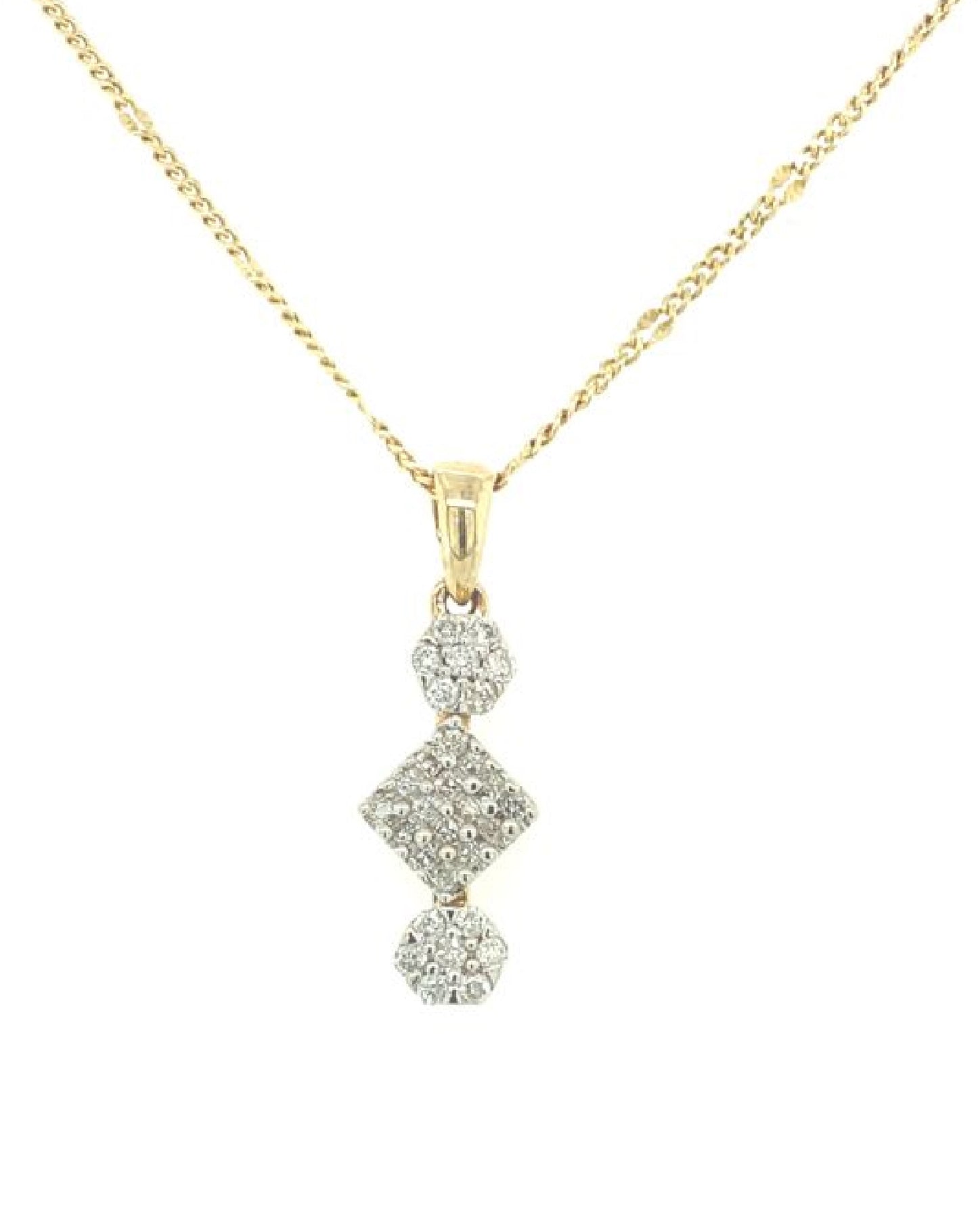 Diamonds 14 Kt Round & Rhombus Diamond Pendant Necklaces