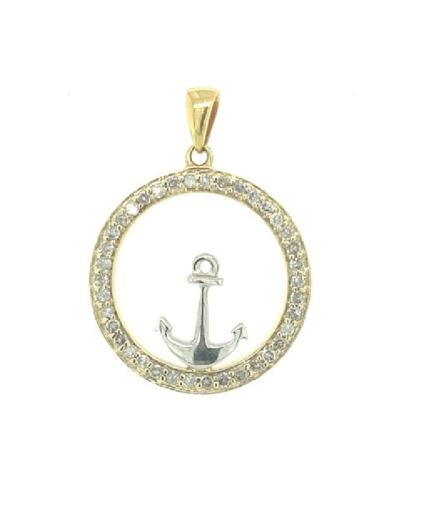 Diamonds 10 Kt Yellow Gold Anchor Diamond Pendant Necklaces