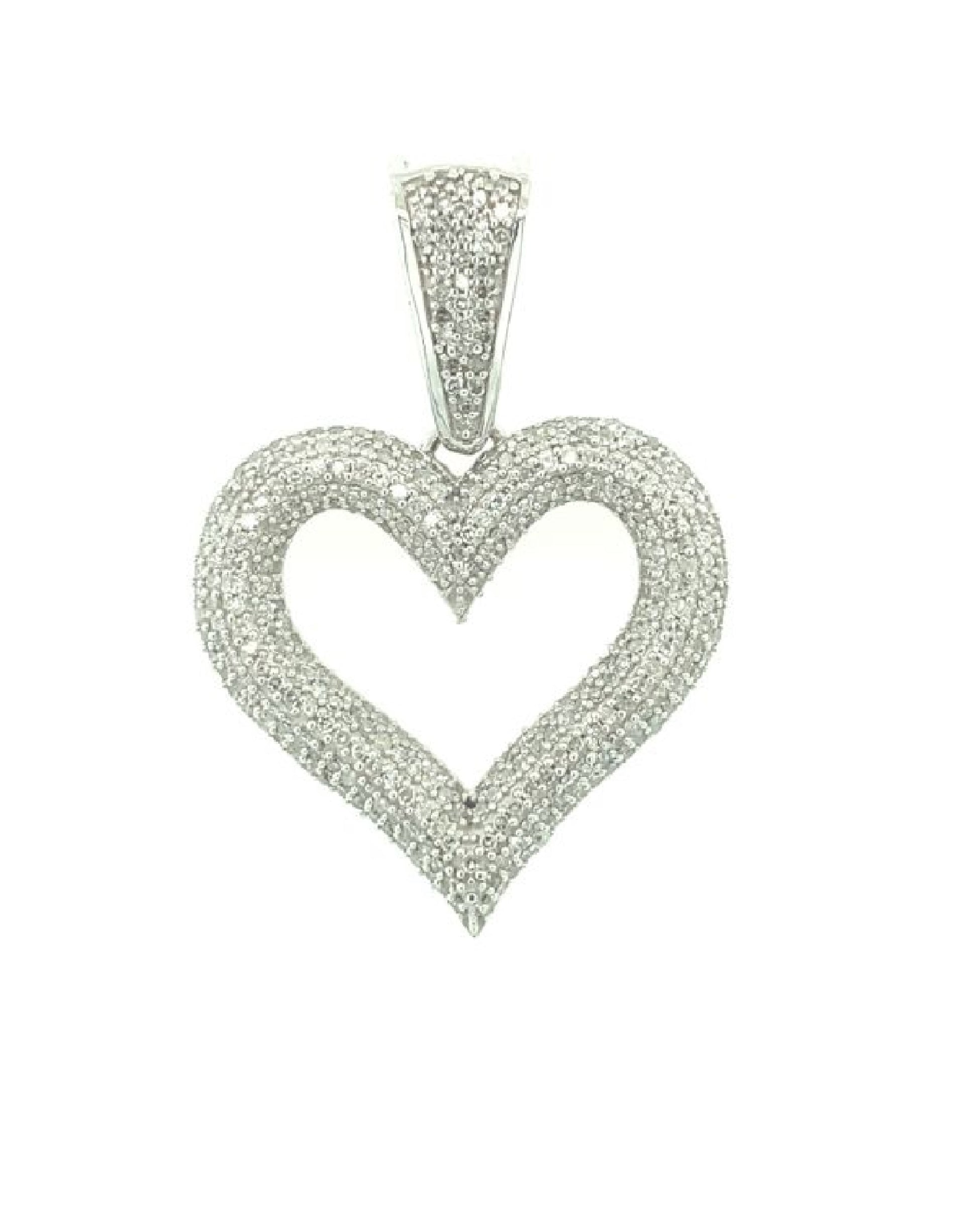 Diamonds 14 Kt White Heart Diamond Pendant Necklaces
