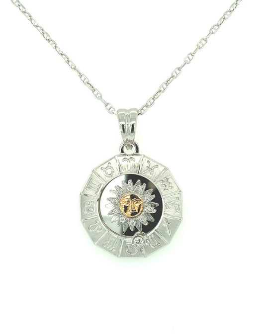 Diamonds 18 Kt White Gold Zodiac Sign Diamond Pendant Necklaces