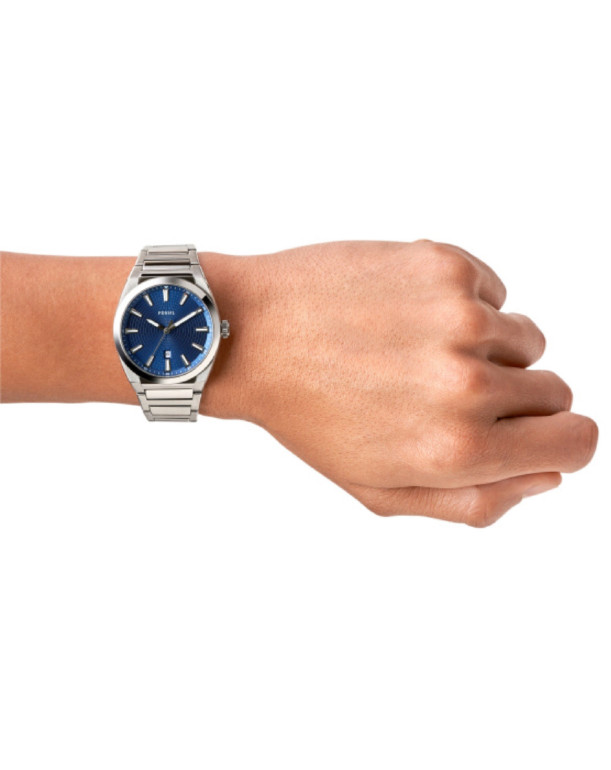 FOSSIL EVERETT 3 HAND BLUEDIAL STAINLESS STEEL CASE & BRACELET