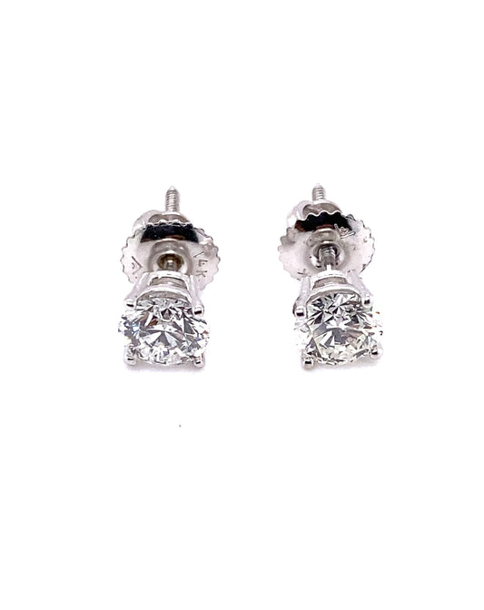 Diamonds Gold Earrings with Diamond Stud Setting. 1.00 CT Earrings