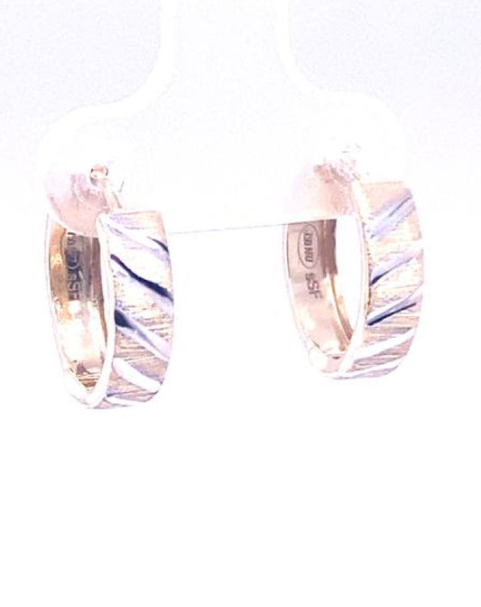 Gold 18 Kt Gold TWo Tones Earrings Classic Hoops Jewelry