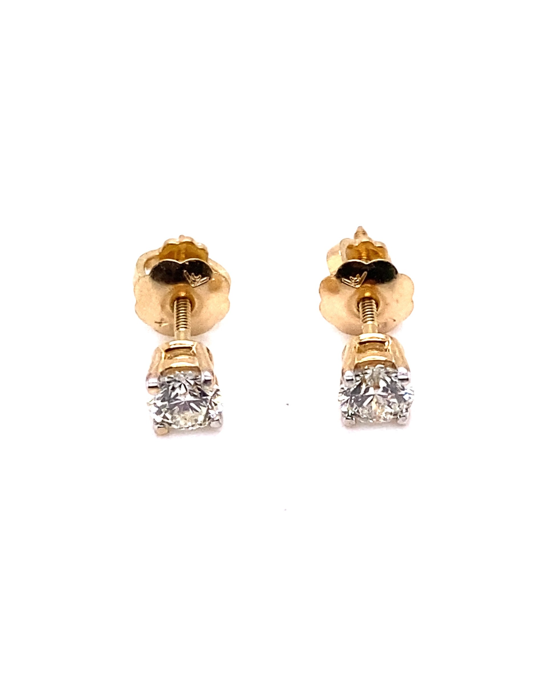 Diamonds Gold Earrings with Diamond Stud Setting, 0.30 CT Earrings
