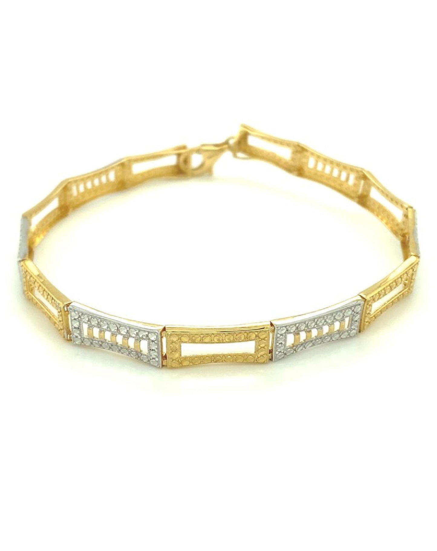 Gold 18 kt Yellow/White Two - Tone Gold Bracelet With Links 750mls Jewelry