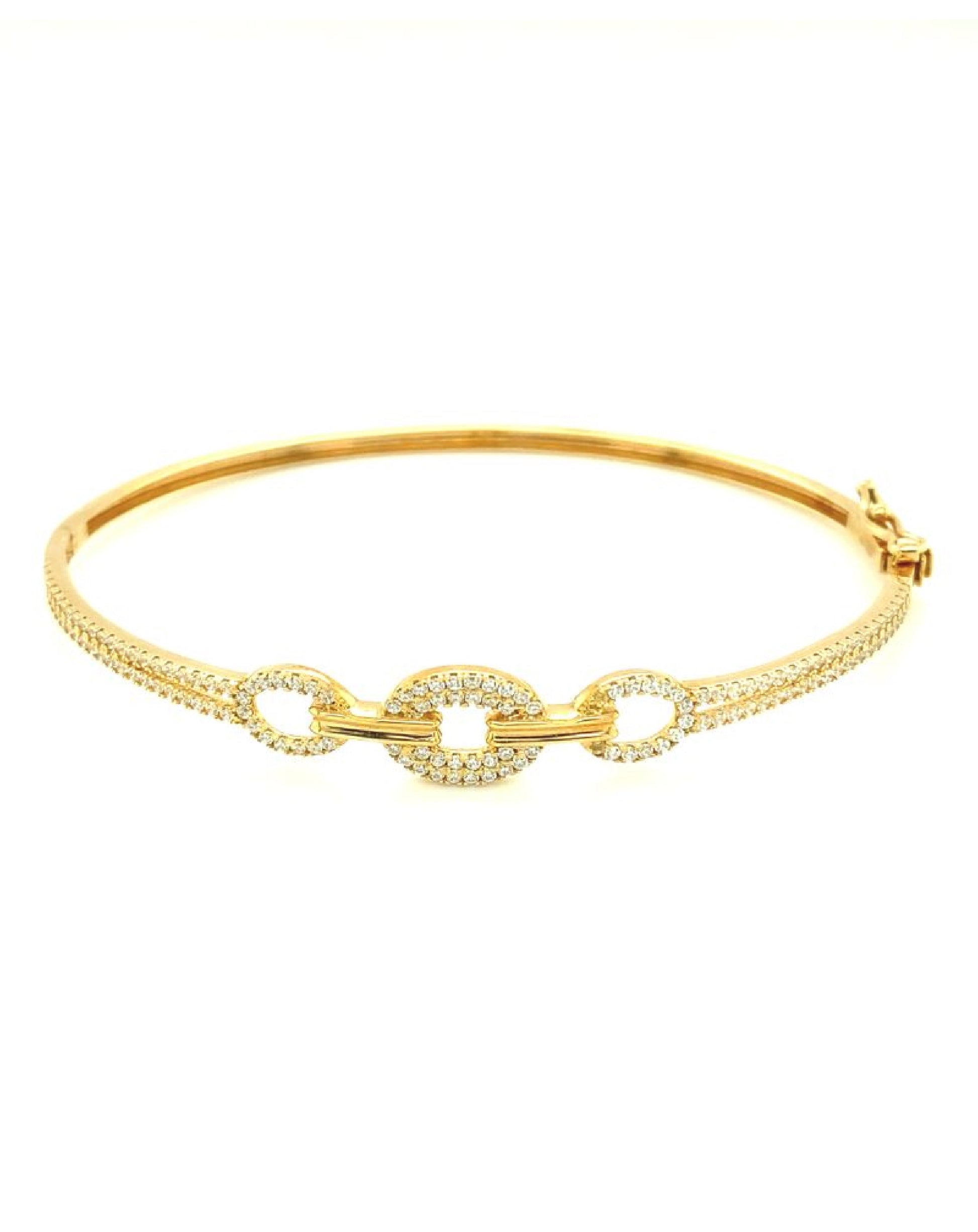Gold 18 Kt Interconnected Links Yellow Gold Bangle Jewelry