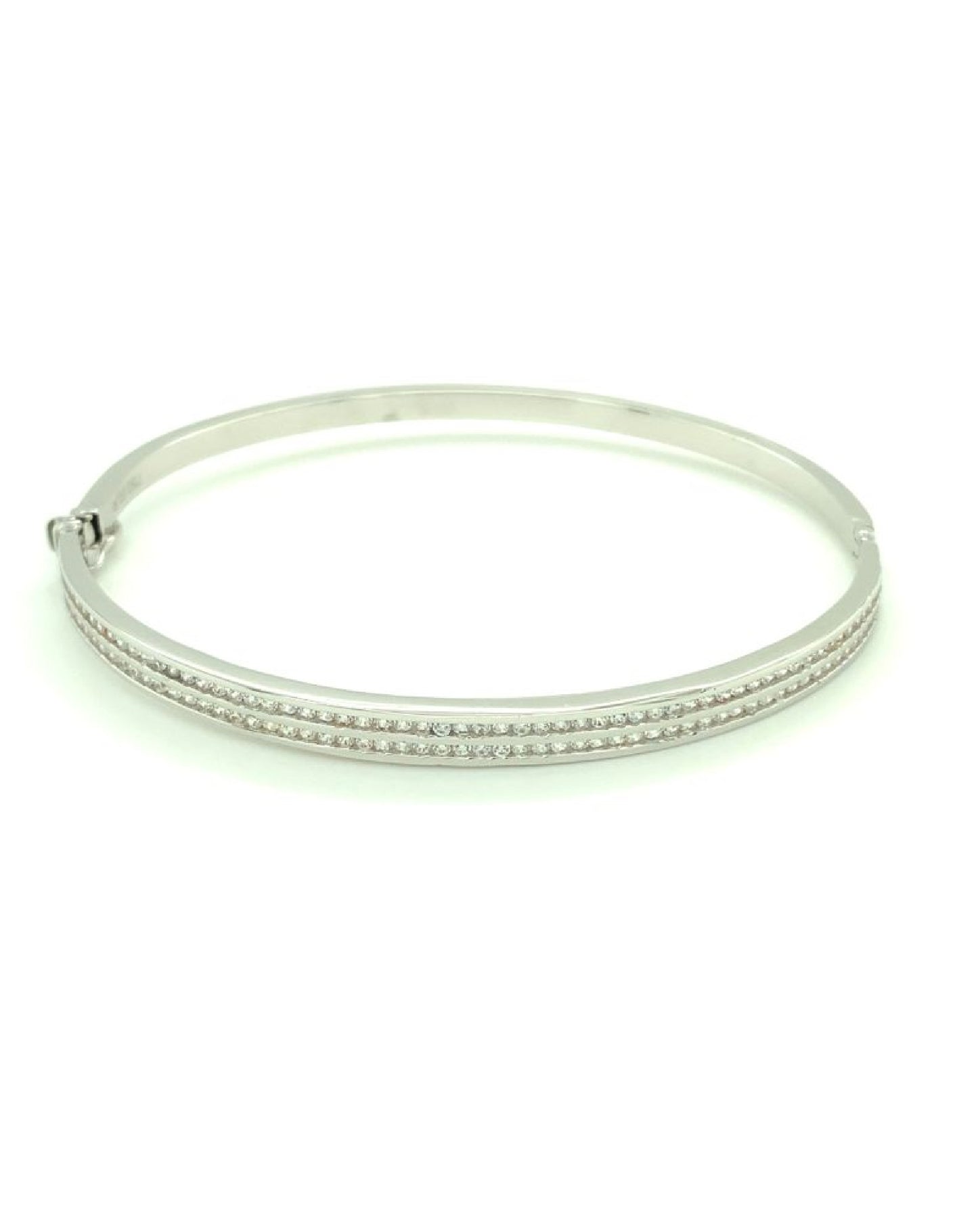 Gold 18 Kt White Gold Bangle With Two Channel Setting Jewelry