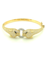 Gold 18 Kt Yellow Gold Panther Bangle Jewelry