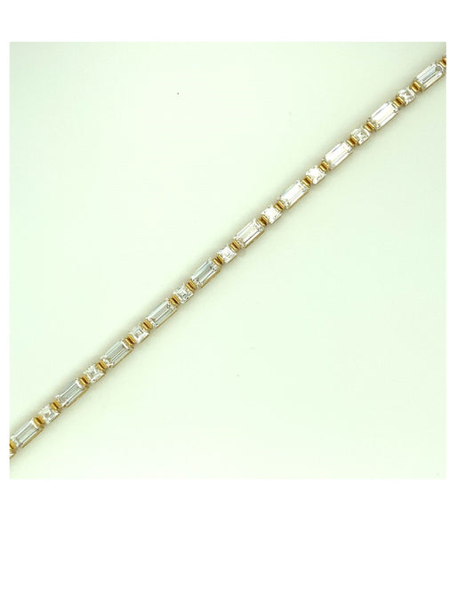 Gold 18 kt Yellow Gold White Sapphire Bracelet Jewelry