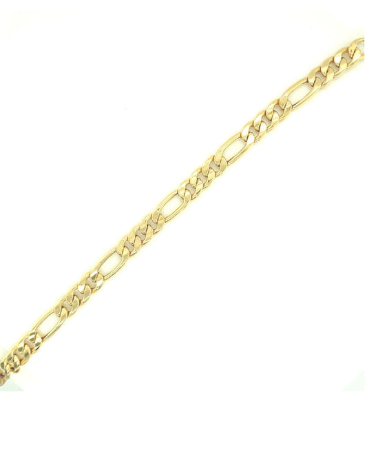 Gold 18 Kt Figaro Solid Yellow Gold Bracelet Jewelry
