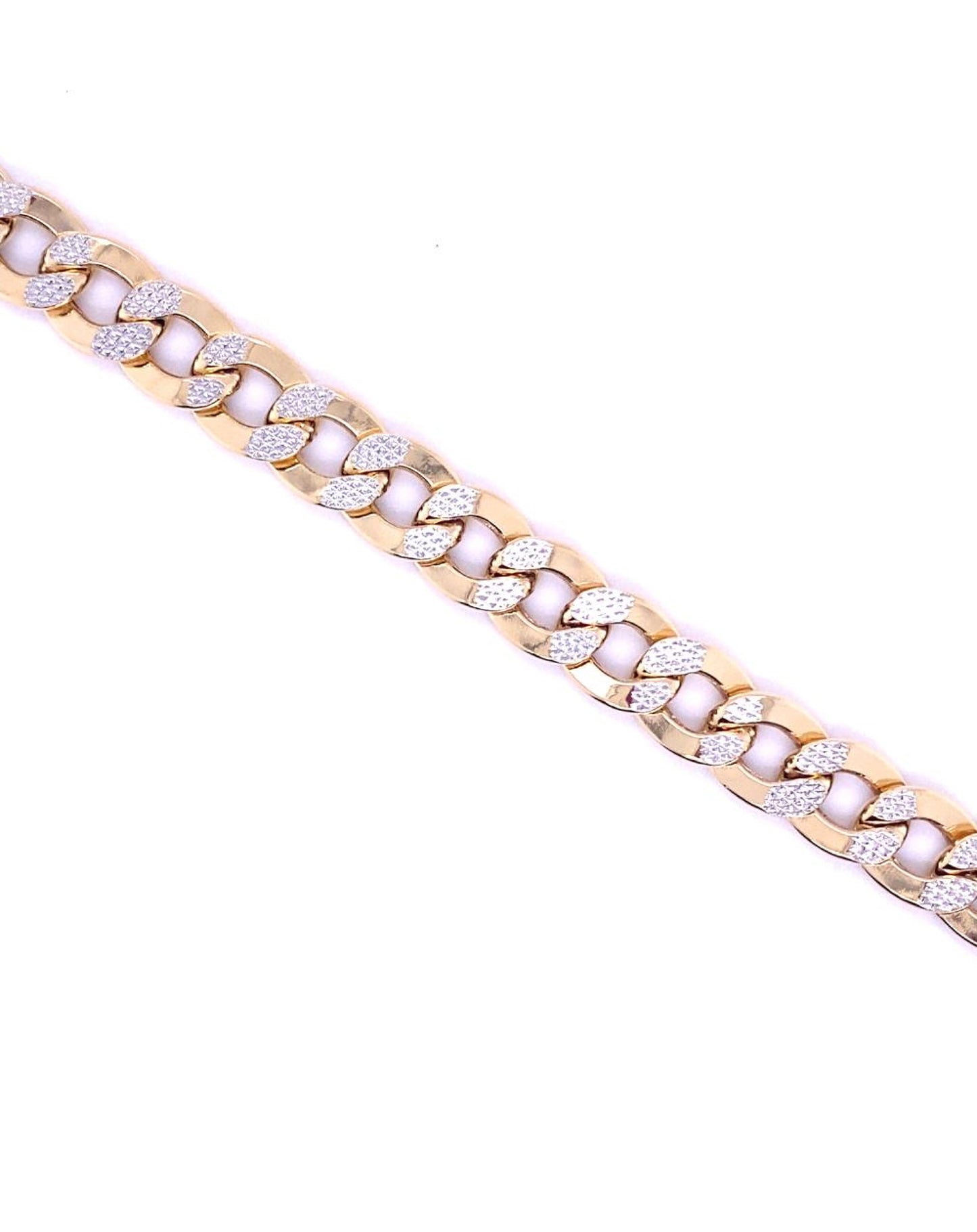Gold 18 Kt Two Tone Curb Yellow / White Gold Bracelet Jewelry
