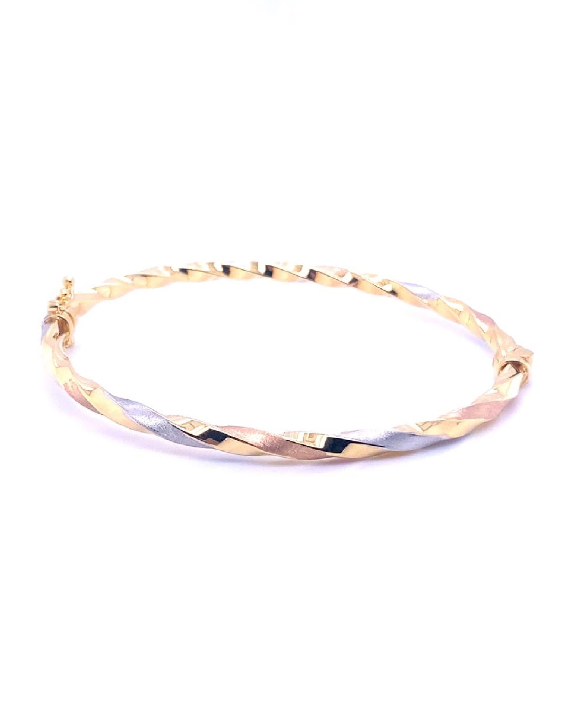 Diamonds 18 Kt (750mls) 3 Tone Yellow/White/Rose Gold Bangle Bracelets