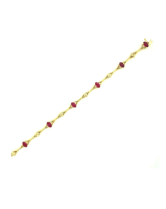 Diamonds 14 Kt Yellow Gold Ruby Diamond Bracelet Bracelets