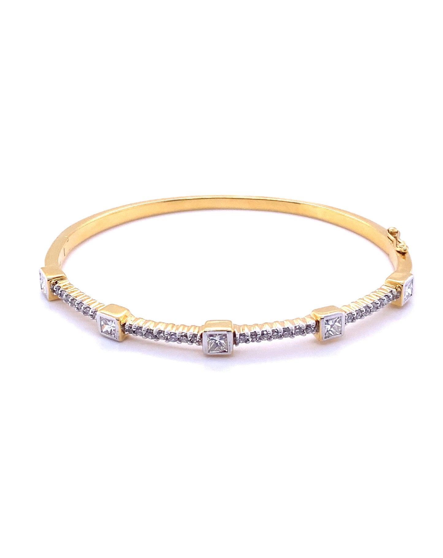 Diamonds Yellow Gold Diamond Bangle, 1.67 Ct Bracelets