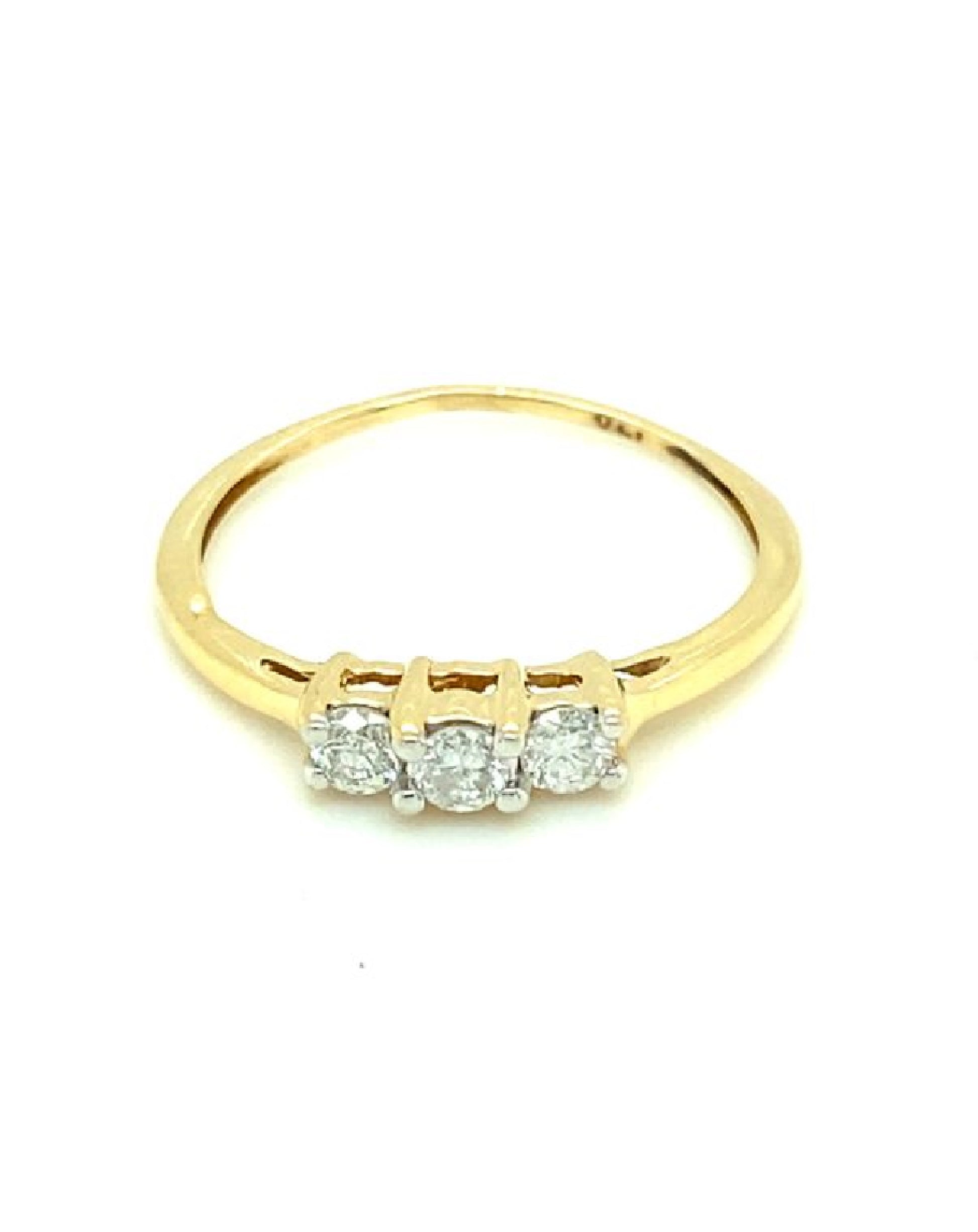 Diamonds 14 Kt Yellow Gold Trilogy Diamond Ring Rings