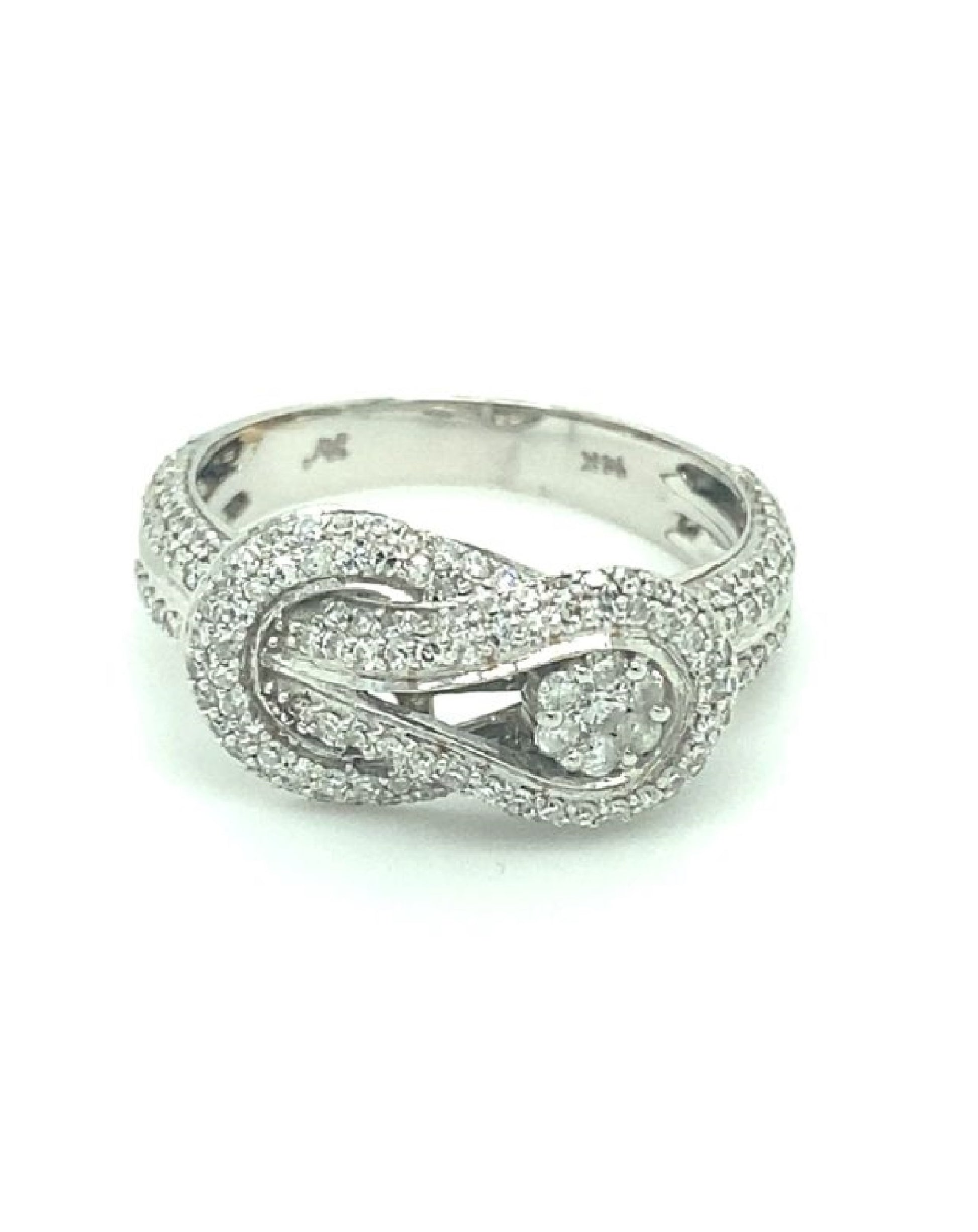 Diamonds 14 Kt White Gold Knot Diamond Ring Rings