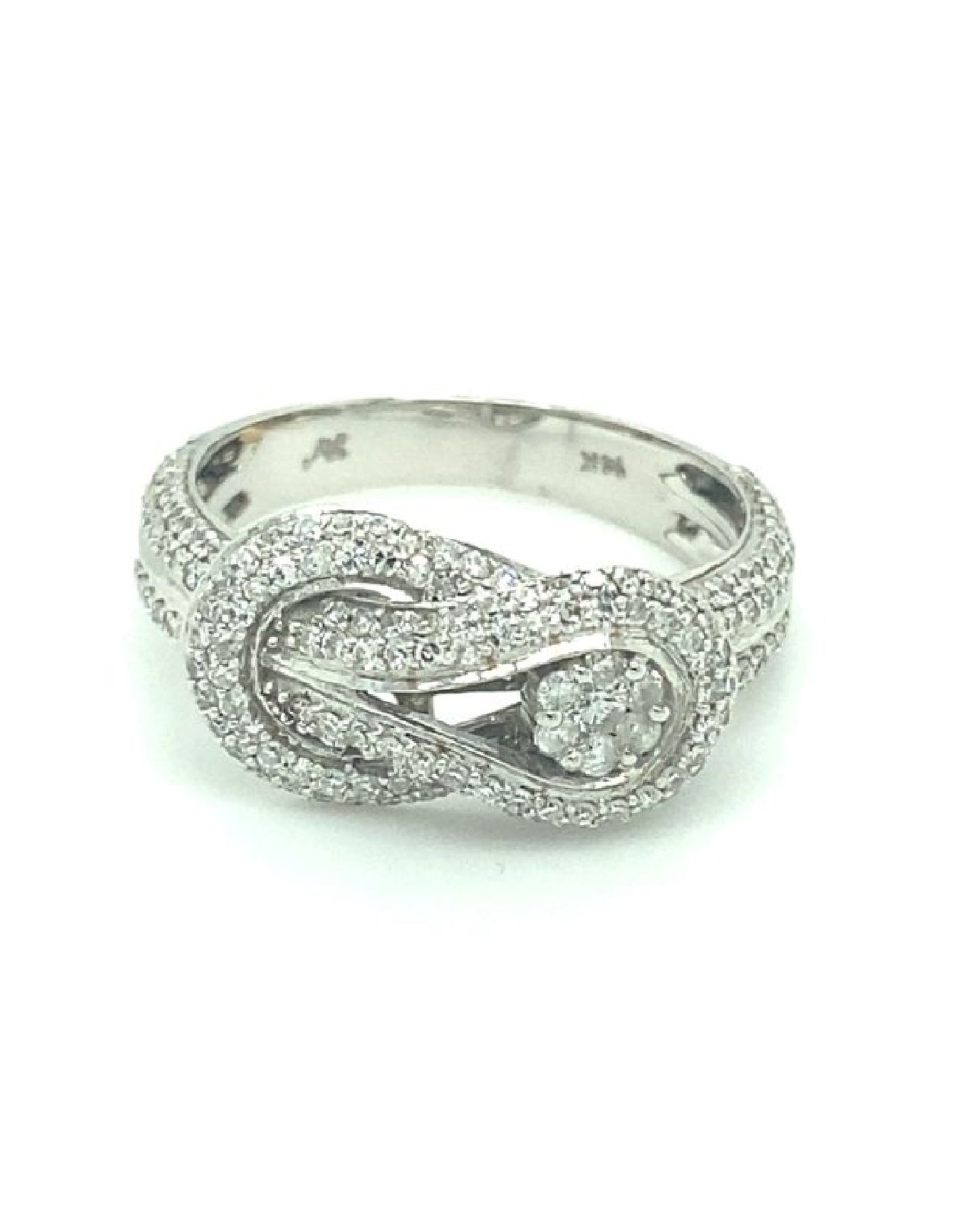 Diamonds 14 Kt White Gold Knot Diamond Ring Rings