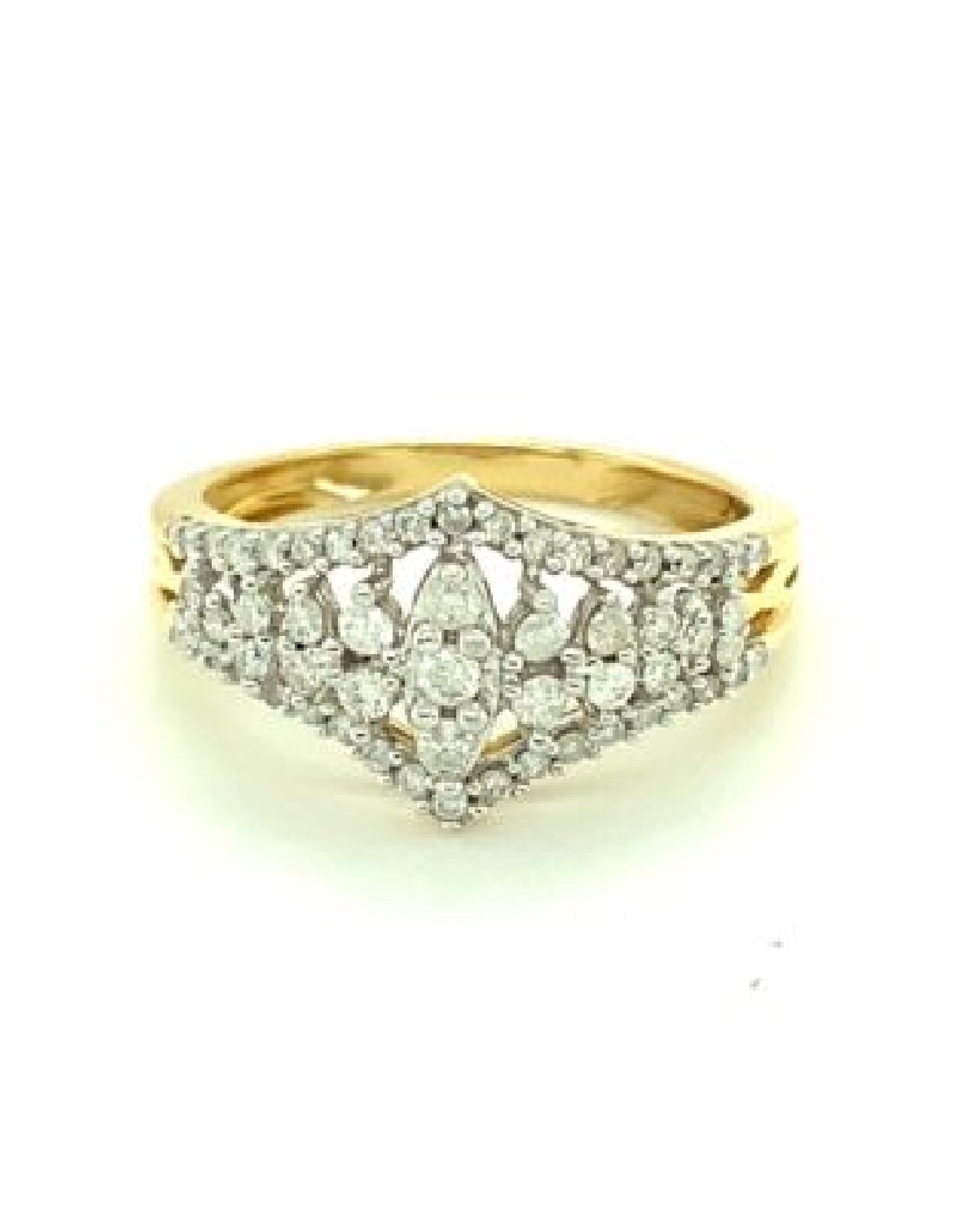 Diamonds 14 Kt Yellow Gold Wide Centered Diamond Ring Rings