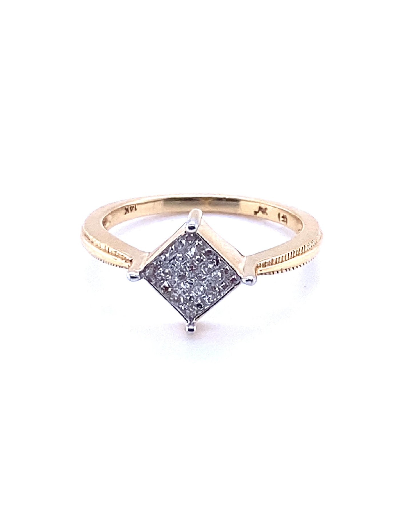 Diamonds Yellow Gold Rhombus Diamond Ring,0.25 CT Rings