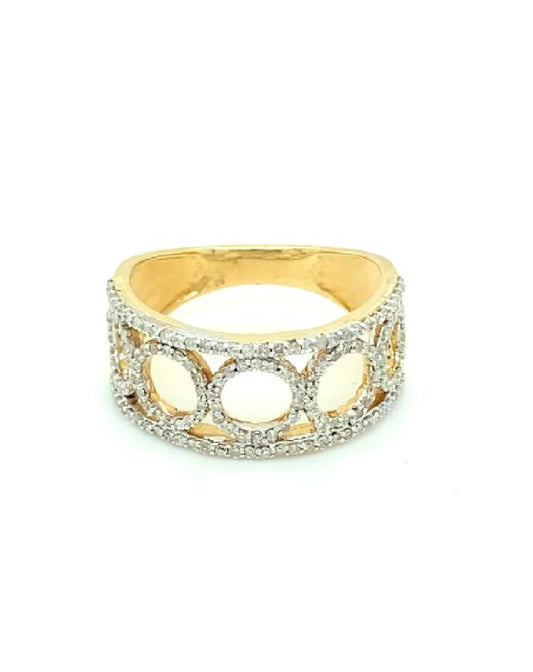 Diamonds 14 Kt Yellow Gold Circles Diamond Ring Rings