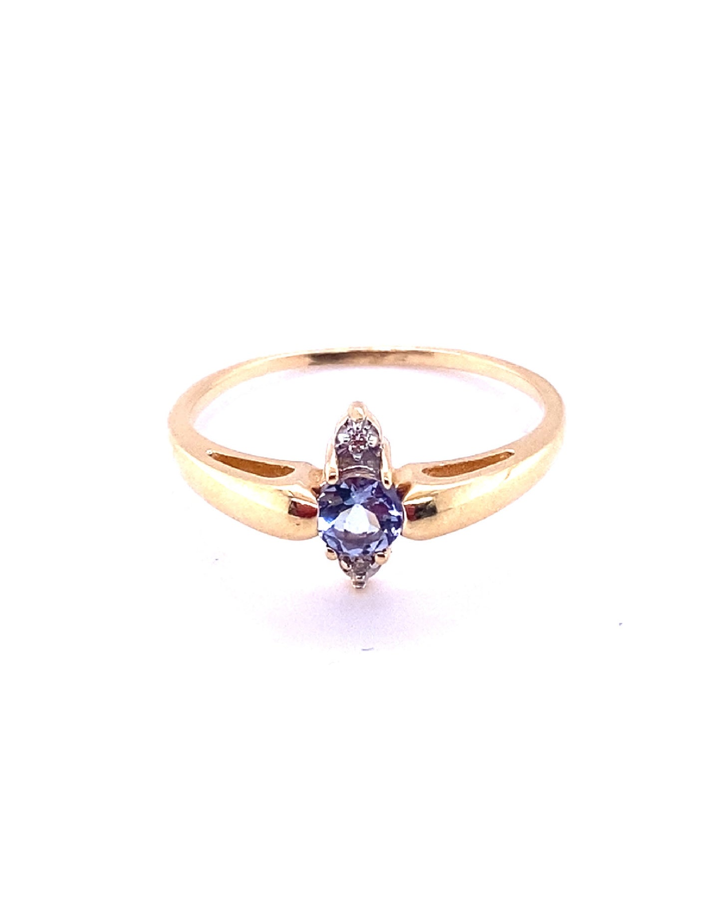 Diamonds Round Tanzanite Semi-Precious Twist Diamond Ring Rings