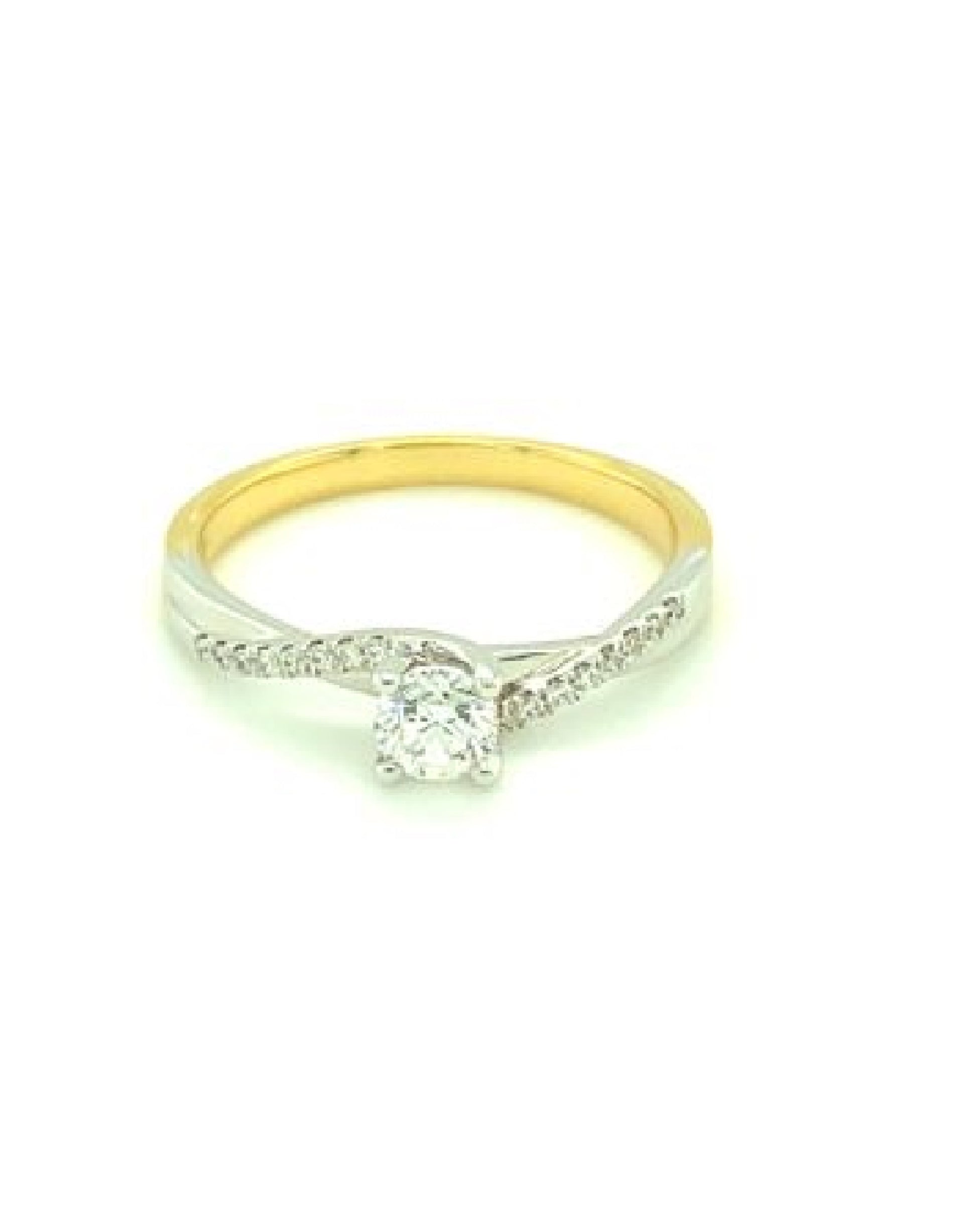 Diamonds 18 Kt White/Yellow Gold Criss Cross Diamond Engagement Ring Rings