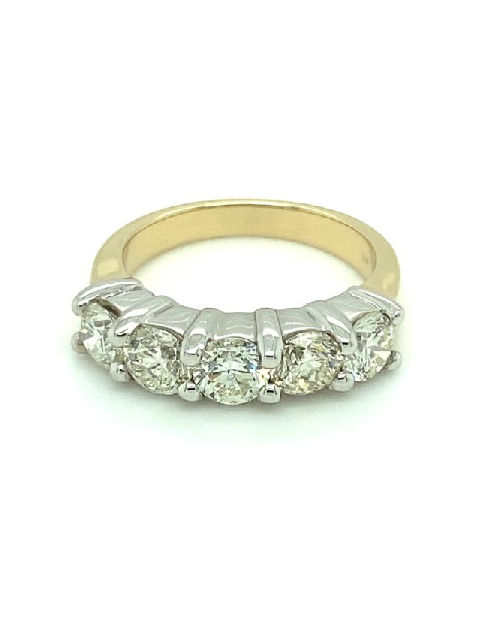 Diamonds 14 Kt Two Tone Gold Engagement 5 Diamond Ring Rings