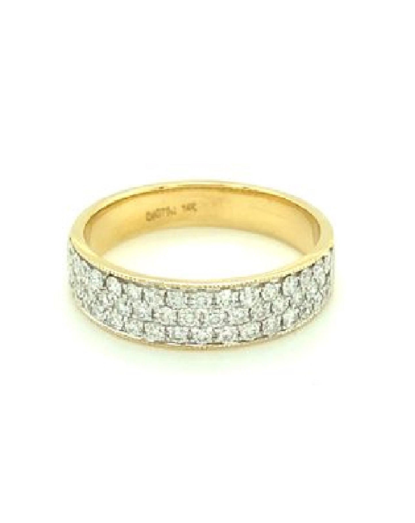 Diamonds 14 Kt Yellow Gold Triple Track Diamond Ring Rings