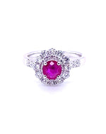 Diamonds White Gold Ruby Diamond Ring 0.80 CT + 0.69 CT Rings