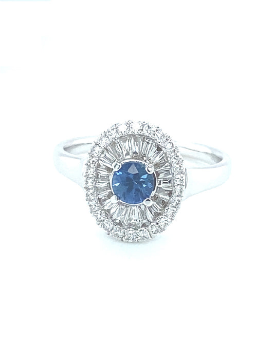 Diamonds Round Blue Sapphire Diamond Ring Rings