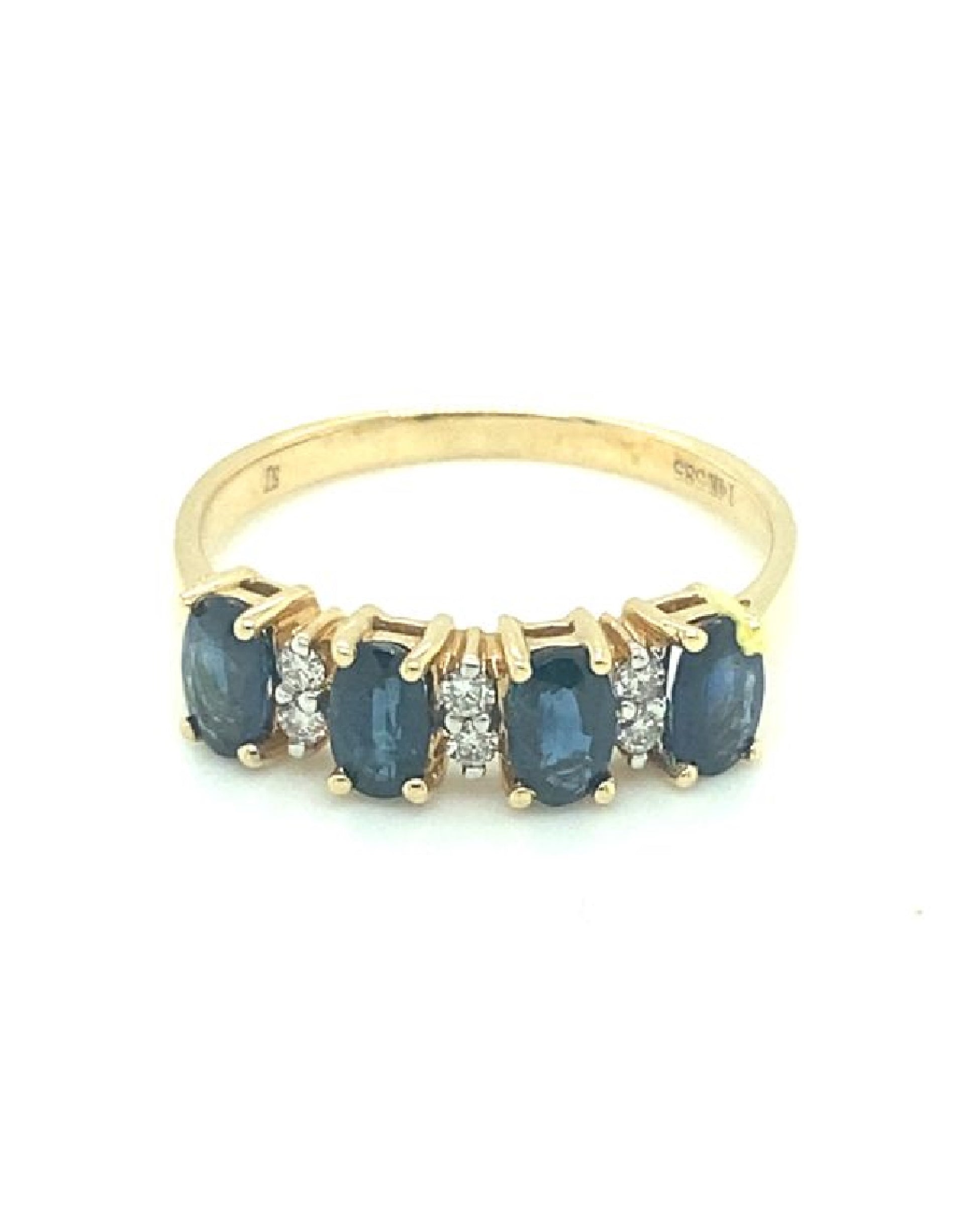 Diamonds 14 Kt 4 Oval Blue Sapphire Diamond Ring Rings