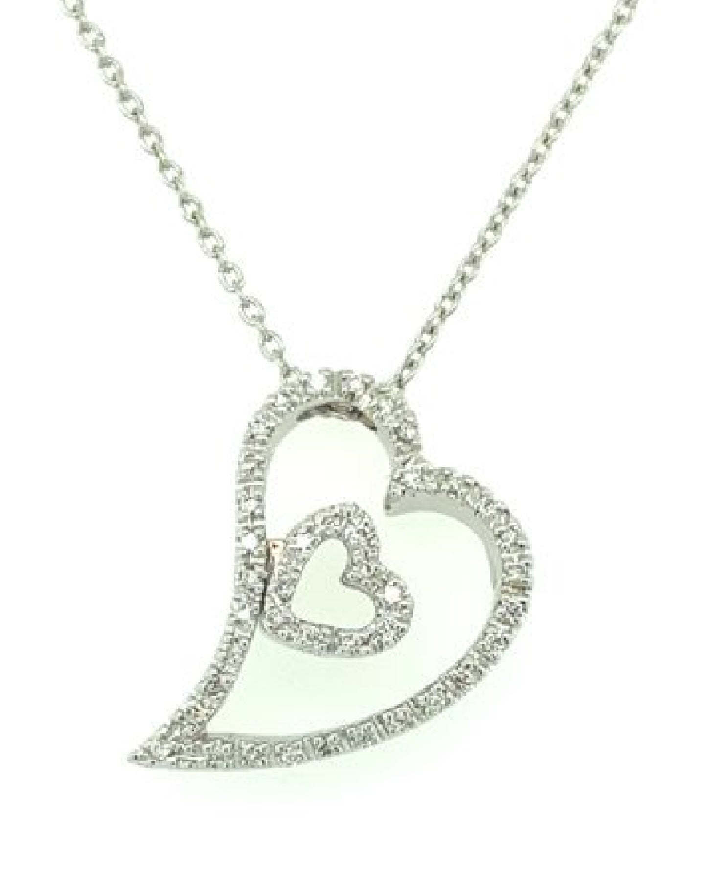 Diamonds 18 Kt White Gold Heart Diamond Pendant Necklaces