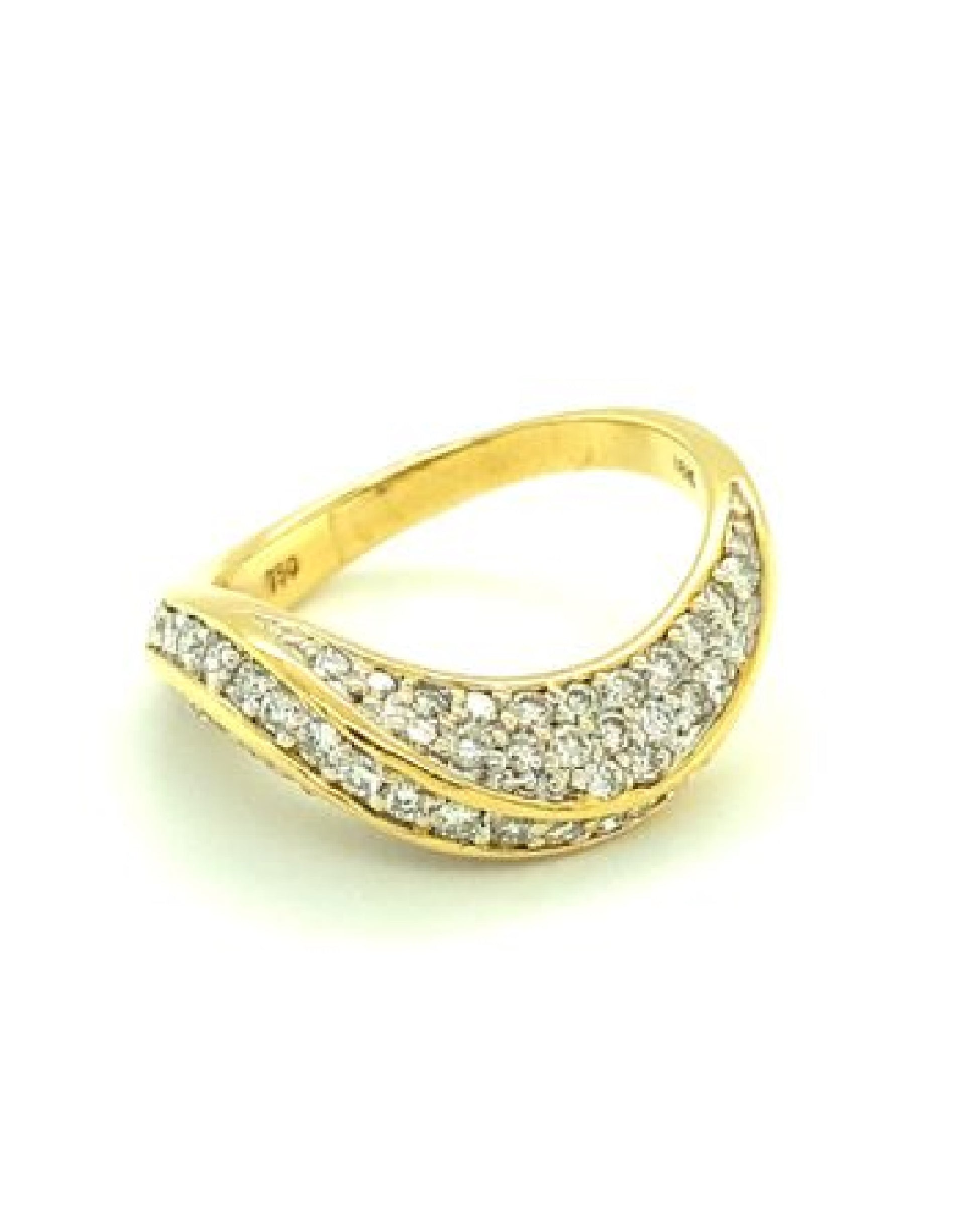 Diamonds 18 Kt Yellow Wave Diamond Ring Rings