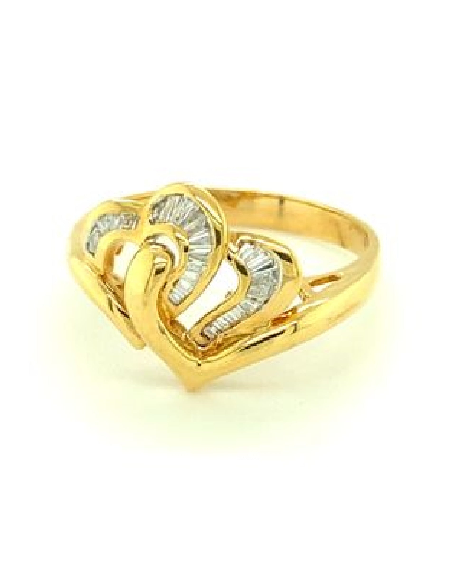 Diamonds 18 Kt Two Hearts inter-connect Diamond Ring Rings