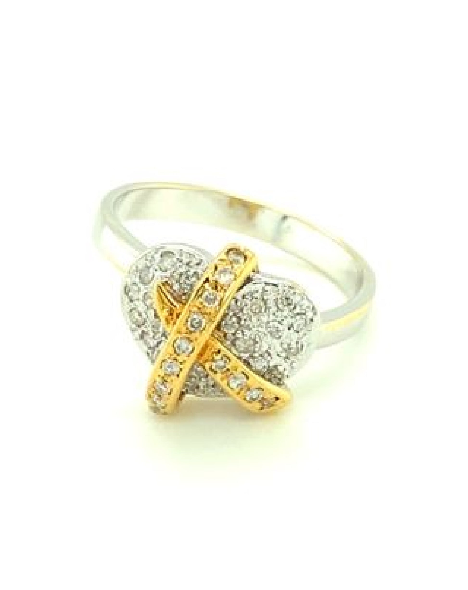 Diamonds 18 Kt Two Tone Heart Diamond Ring Rings